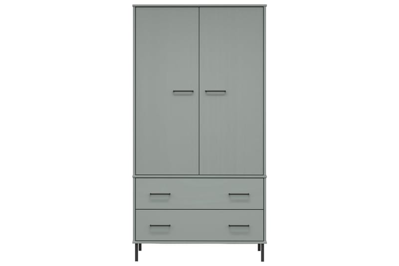 beBasic Klädskåp med metallben OSLO grå 90x55x172,5 cm massivt trä - Grey - Förvaring - Klädförvaring - Garderob & garderobssystem - Klädskåp & fristående garderob