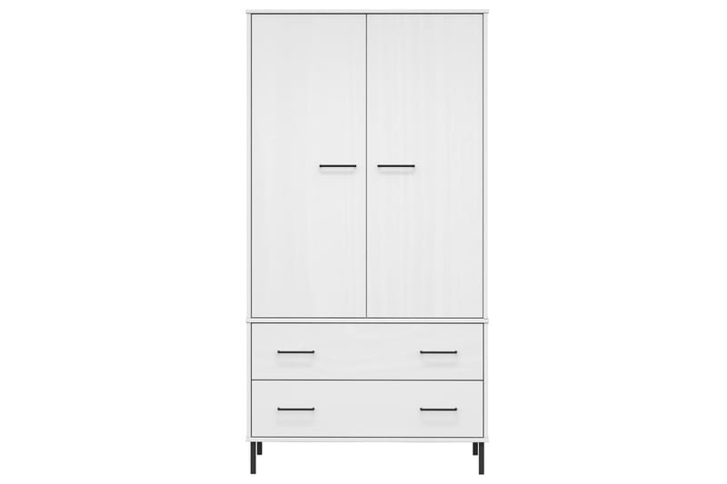 beBasic Klädskåp med metallben OSLO vit 90x55x172,5 cm massivt trä - White - Förvaring - Klädförvaring - Garderob & garderobssystem - Klädskåp & fristående garderob