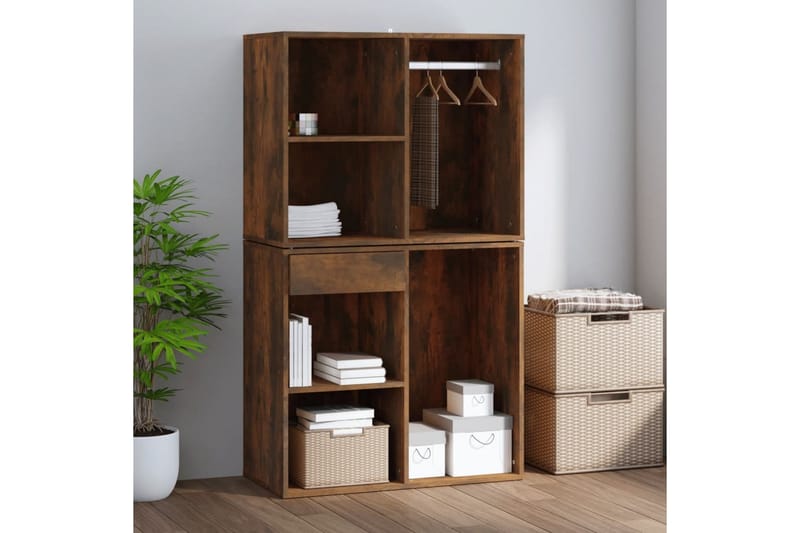 beBasic Klädskåp rökfärgad ek 80x40x65 cm konstruerat trä - Brown - Förvaring - Klädförvaring - Garderob & garderobssystem - Klädskåp & fristående garderob