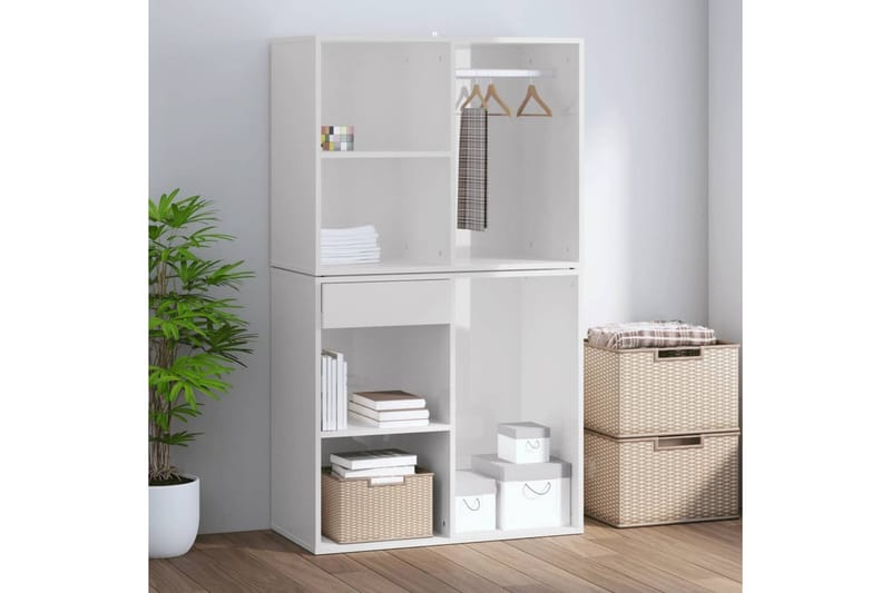 beBasic Klädskåp vit högglans 80x40x65 cm konstruerat trä - White - Förvaring - Klädförvaring - Garderob & garderobssystem - Klädskåp & fristående garderob