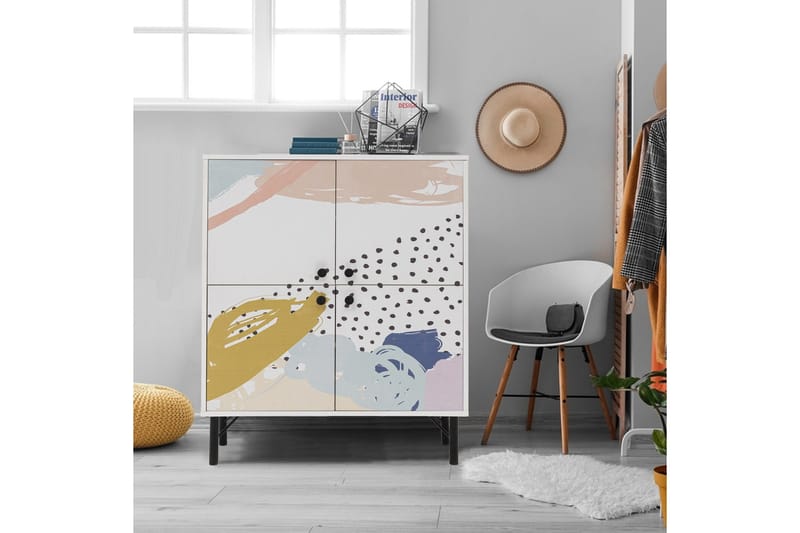 Dot Garderobdsskåp 95x111 cm Brun/Vit - Hanah Home - Förvaring - Klädförvaring - Garderob & garderobssystem - Klädskåp & fristående garderob