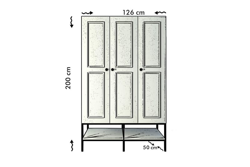 Elesham Garderob 50x126 - Vit/Svart/Guld - Förvaring - Klädförvaring - Garderob & garderobssystem - Klädskåp & fristående garderob