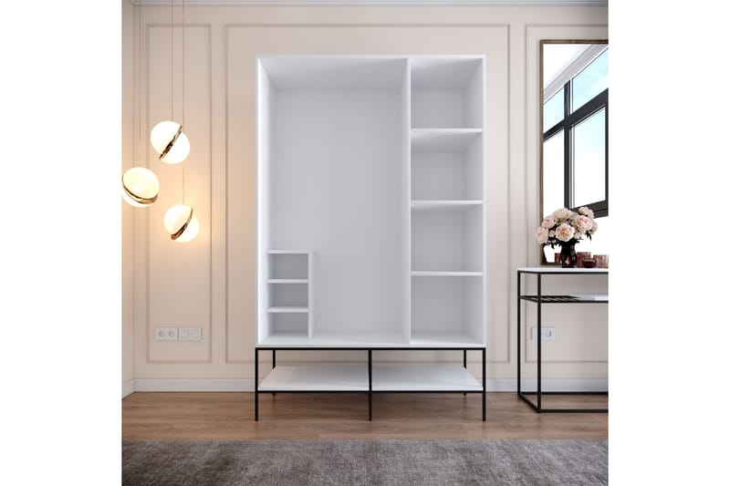 Elesham Garderob 50x126 - Vit/Svart/Guld - Förvaring - Klädförvaring - Garderob & garderobssystem - Klädskåp & fristående garderob