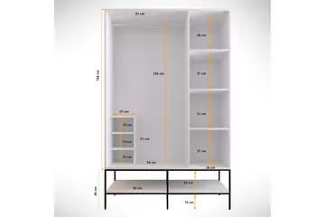 Elesham Garderob 50x126 - Vit/Svart/Guld - Förvaring - Klädförvaring - Garderob & garderobssystem - Klädskåp & fristående garderob