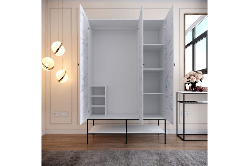 Elesham Garderob 50x126 - Vit/Svart/Guld - Förvaring - Klädförvaring - Garderob & garderobssystem - Klädskåp & fristående garderob