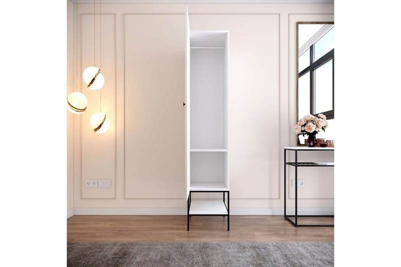 Elesham Garderob 50x42 - Vit/Svart/Guld - Förvaring - Klädförvaring - Garderob & garderobssystem - Klädskåp & fristående garderob