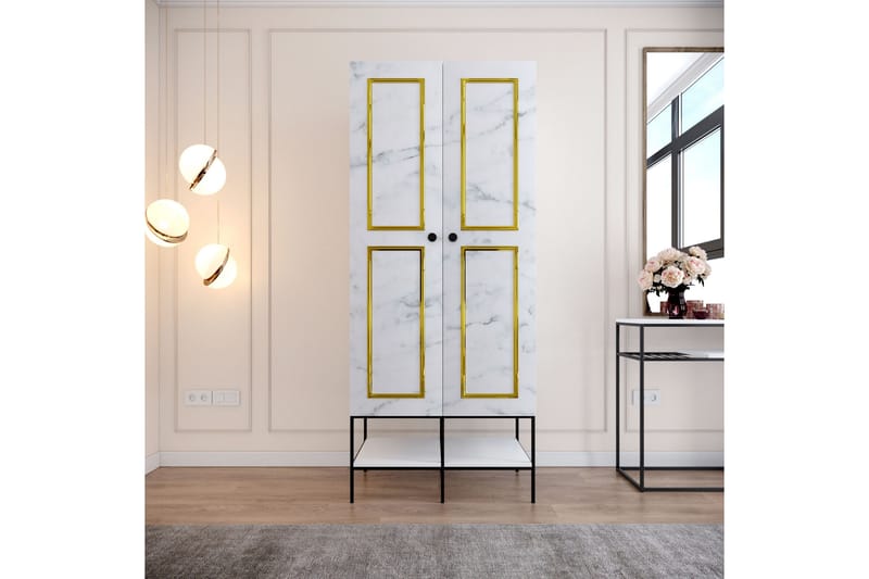 Elesham Garderob 50x84 - Vit/Svart/Guld - Förvaring - Klädförvaring - Garderob & garderobssystem - Klädskåp & fristående garderob