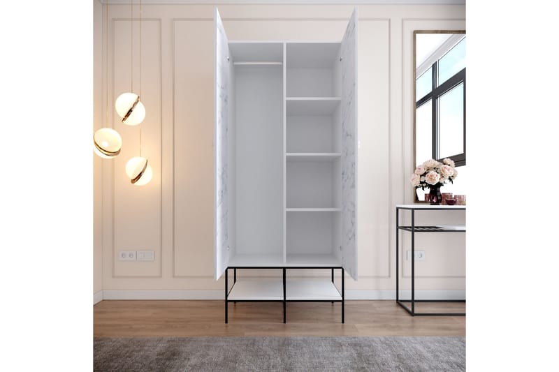 Elesham Garderob 50x84 - Vit/Svart/Guld - Förvaring - Klädförvaring - Garderob & garderobssystem - Klädskåp & fristående garderob