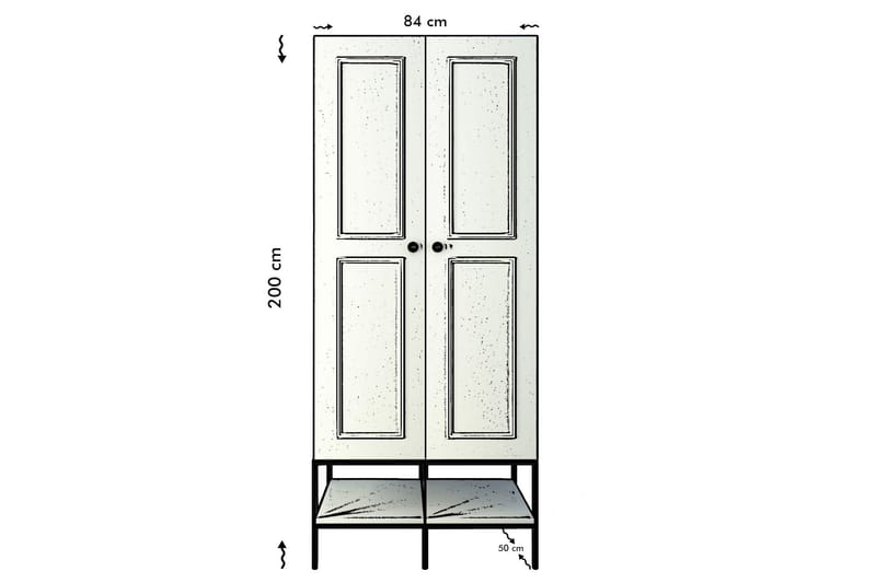 Elesham Garderob 50x84 - Vit/Svart/Guld - Förvaring - Klädförvaring - Garderob & garderobssystem - Klädskåp & fristående garderob