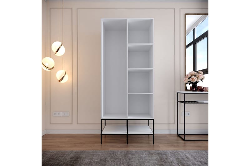 Elesham Garderob 50x84 - Vit/Svart/Guld - Förvaring - Klädförvaring - Garderob & garderobssystem - Klädskåp & fristående garderob