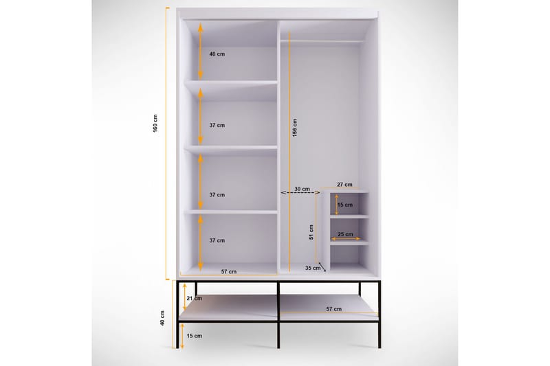 Elesham Garderob 57x120 - Vit - Förvaring - Klädförvaring - Garderob & garderobssystem - Klädskåp & fristående garderob