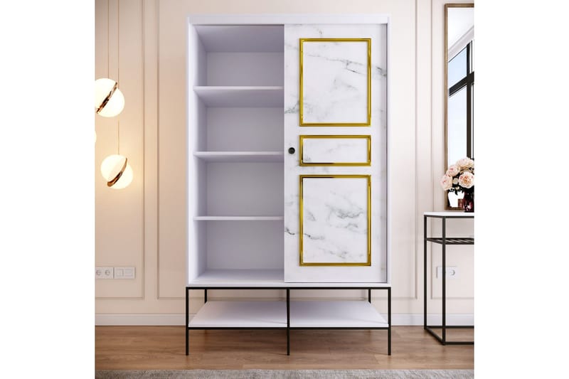 Elesham Garderob 57x120 - Vit/Svart/Guld - Förvaring - Klädförvaring - Garderob & garderobssystem - Klädskåp & fristående garderob