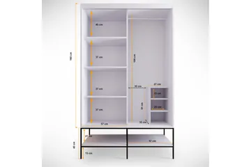 Elesham Garderob 57x120 - Vit/Svart/Guld - Förvaring - Klädförvaring - Garderob & garderobssystem - Klädskåp & fristående garderob
