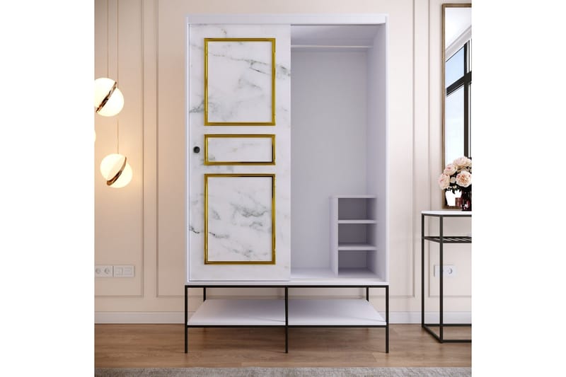 Elesham Garderob 57x120 - Vit/Svart/Guld - Förvaring - Klädförvaring - Garderob & garderobssystem - Klädskåp & fristående garderob
