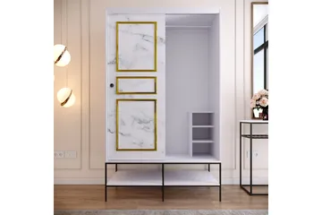 Elesham Garderob 57x120 - Vit/Svart/Guld - Förvaring - Klädförvaring - Garderob & garderobssystem - Klädskåp & fristående garderob