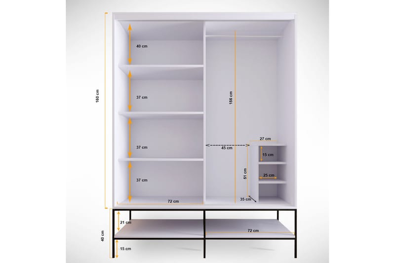 Elesham Garderob 57x150 - Vit - Förvaring - Klädförvaring - Garderob & garderobssystem - Klädskåp & fristående garderob