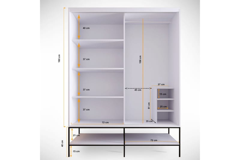 Elesham Garderob 57x150 - Vit - Förvaring - Klädförvaring - Garderob & garderobssystem - Klädskåp & fristående garderob