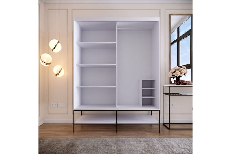 Elesham Garderob 57x150 - Vit/Svart/Guld - Förvaring - Klädförvaring - Garderob & garderobssystem - Klädskåp & fristående garderob