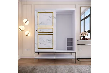 Elesham Garderob 57x150 - Vit/Svart/Guld - Förvaring - Klädförvaring - Garderob & garderobssystem - Klädskåp & fristående garderob