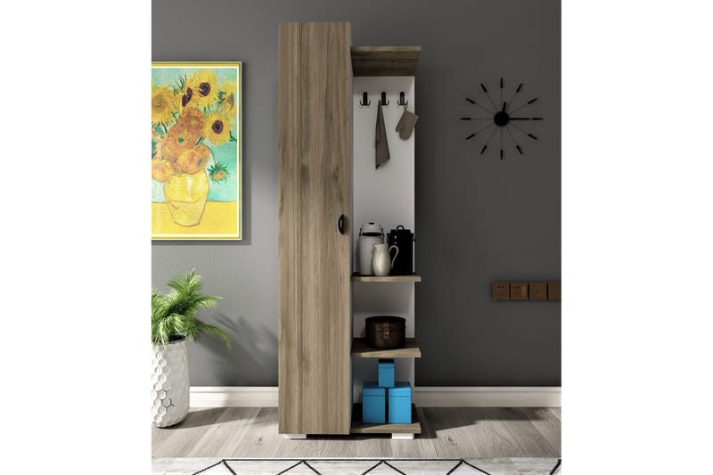 Flexi Garderobdsskåp 59,6x175,8 cm Brun/Vit - Hanah Home - Klädskåp & fristående garderob