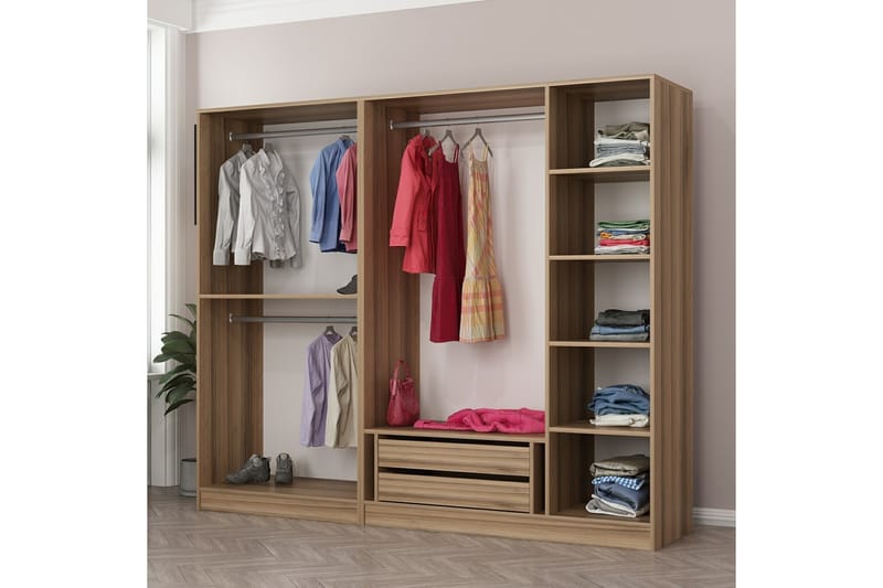 Fruitland Garderob 225 cm - Brun - Förvaring - Klädförvaring - Garderob & garderobssystem - Klädskåp & fristående garderob