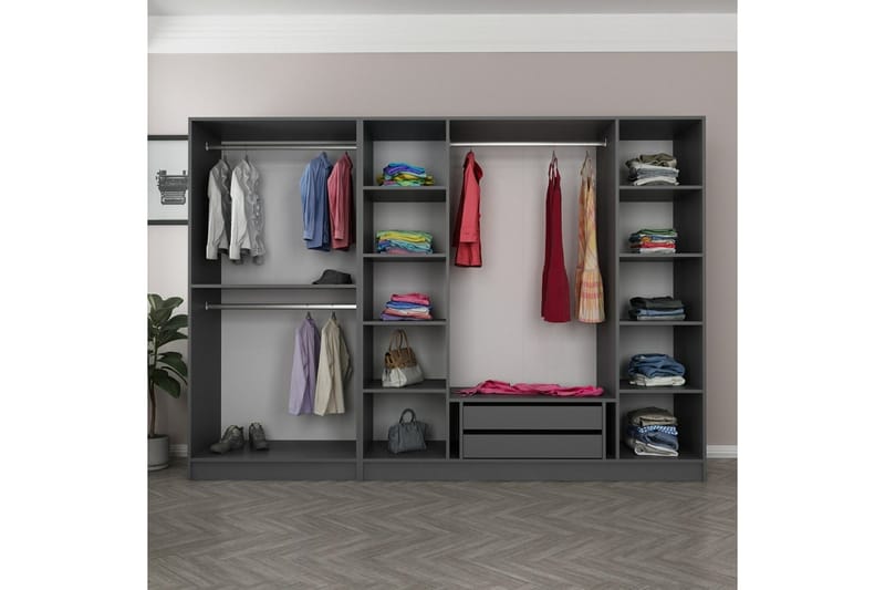 Fruitland Garderob 270 cm - Antracit - Förvaring - Klädförvaring - Garderob & garderobssystem - Klädskåp & fristående garderob