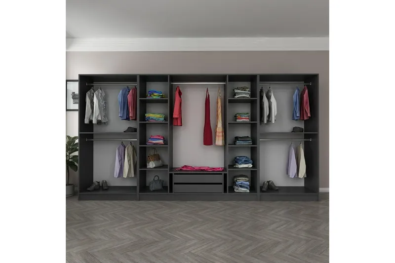 Fruitland Garderob 360 cm - Antracit - Förvaring - Klädförvaring - Garderob & garderobssystem - Klädskåp & fristående garderob