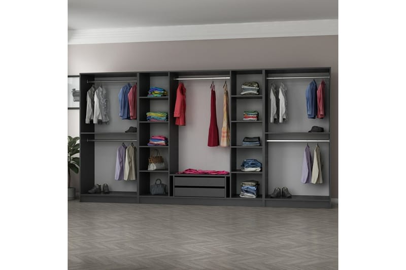 Fruitland Garderob 360 cm - Antracit - Förvaring - Klädförvaring - Garderob & garderobssystem - Klädskåp & fristående garderob