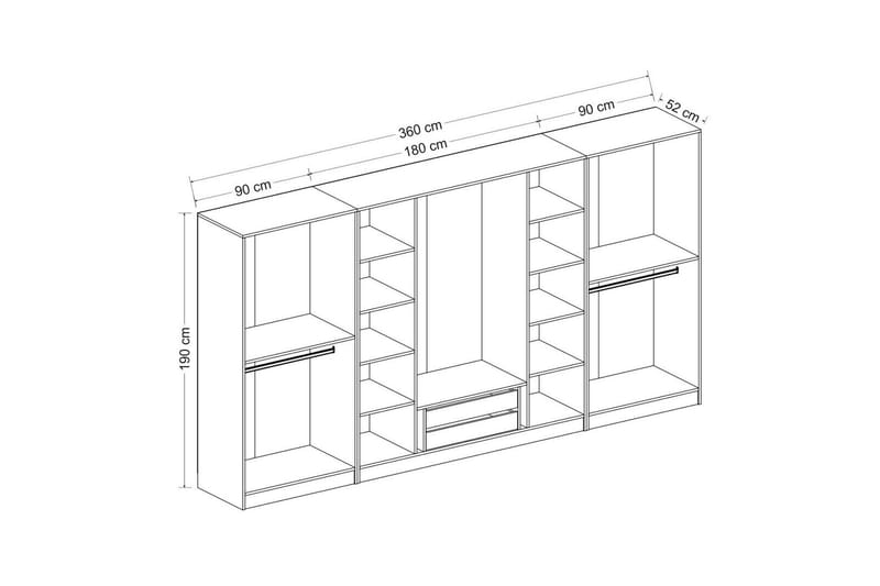 Fruitland Garderob 360 cm - Antracit - Förvaring - Klädförvaring - Garderob & garderobssystem - Klädskåp & fristående garderob