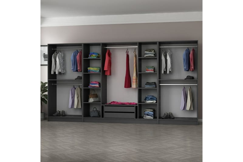 Fruitland Garderob 360 cm - Antracit - Förvaring - Klädförvaring - Garderob & garderobssystem - Klädskåp & fristående garderob