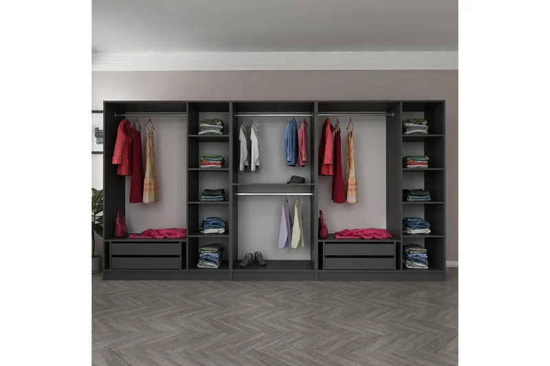 Fruitland Garderob 360 cm - Antracit - Förvaring - Klädförvaring - Garderob & garderobssystem - Klädskåp & fristående garderob