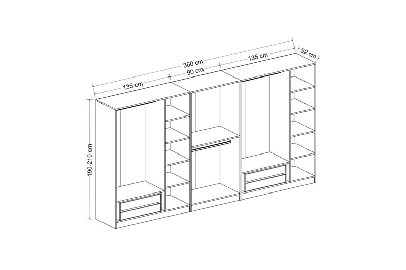 Fruitland Garderob 360 cm - Brun - Förvaring - Klädförvaring - Garderob & garderobssystem - Klädskåp & fristående garderob