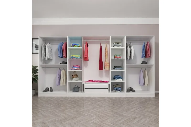 Fruitland Garderob 360 cm - Vit - Förvaring - Klädförvaring - Garderob & garderobssystem - Klädskåp & fristående garderob