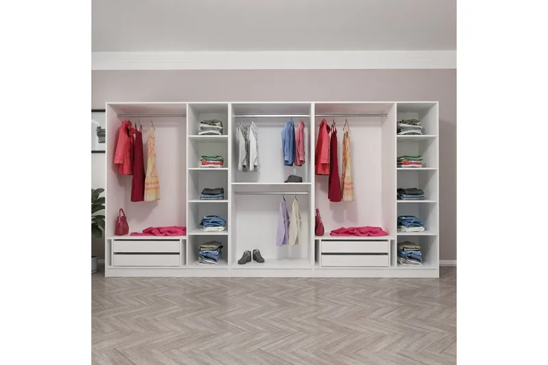 Fruitland Garderob 360 cm - Vit - Förvaring - Klädförvaring - Garderob & garderobssystem - Klädskåp & fristående garderob