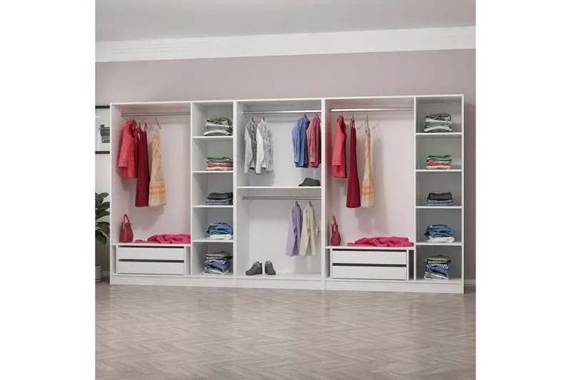 Fruitland Garderob 360 cm - Vit - Förvaring - Klädförvaring - Garderob & garderobssystem - Klädskåp & fristående garderob