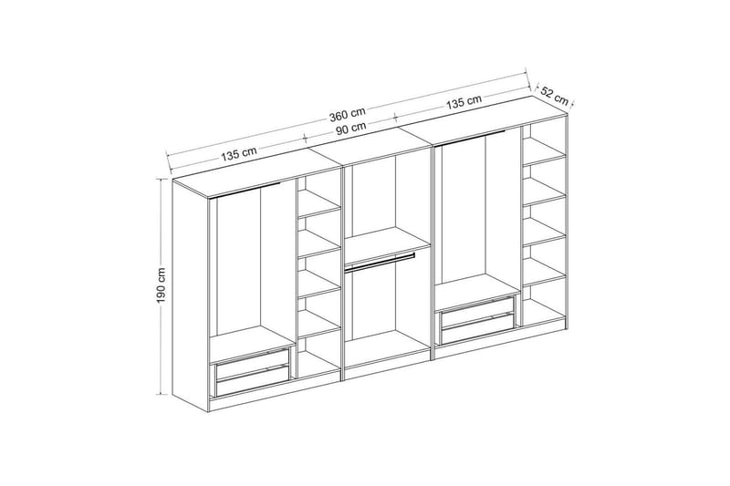 Fruitland Garderob 360 cm - Vit - Förvaring - Klädförvaring - Garderob & garderobssystem - Klädskåp & fristående garderob