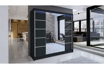 Garderob + LED - Svart - Förvaring - Klädförvaring - Garderob & garderobssystem - Klädskåp & fristående garderob