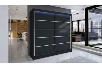 Garderob + LED - Svart - Förvaring - Klädförvaring - Garderob & garderobssystem - Klädskåp & fristående garderob