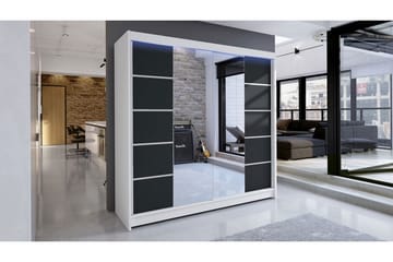 Garderob + LED - Vit|Svart - Förvaring - Klädförvaring - Garderob & garderobssystem - Klädskåp & fristående garderob