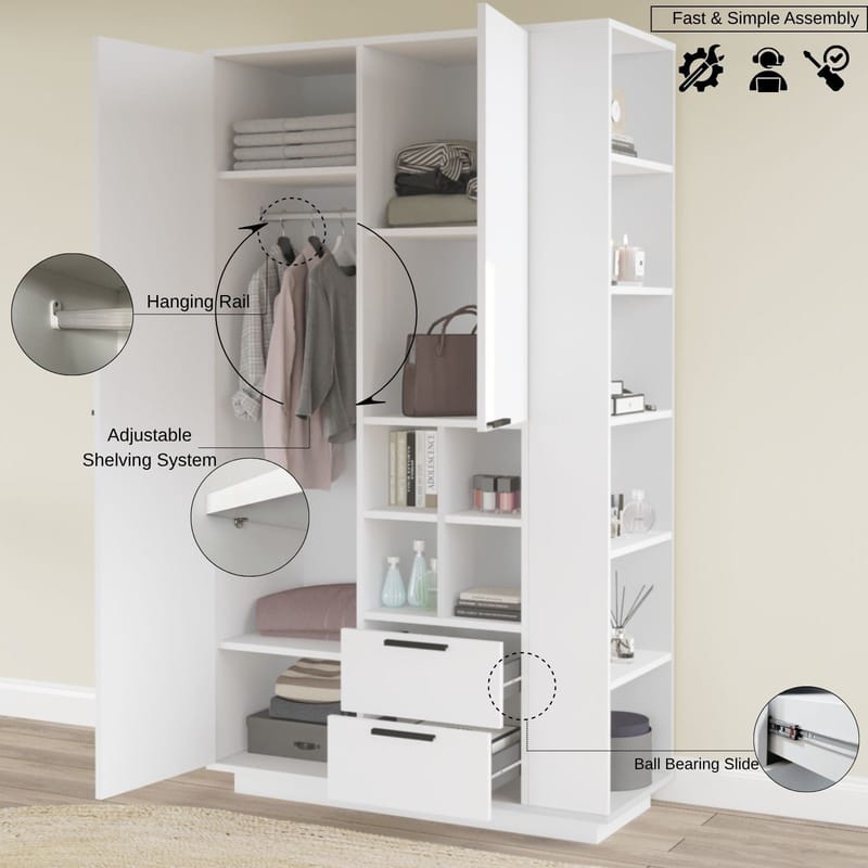 Helvo Garderob 110 cm - Förvaring - Klädförvaring - Garderob & garderobssystem - Klädskåp & fristående garderob