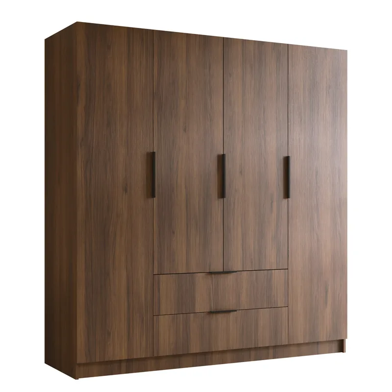 Herrljunga Garderob 200x215 cm med lådor, Brun/Svart