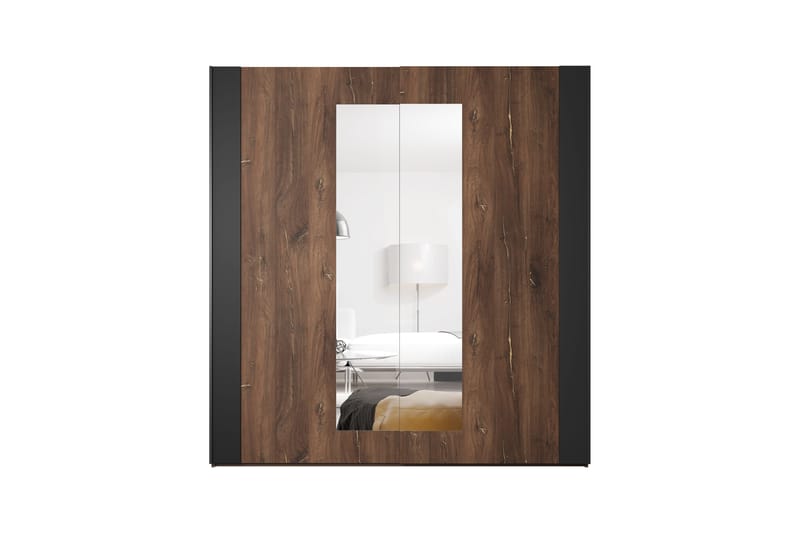 Joannie Garderob 200 cm - Mörkbrun/Svart - Förvaring - Klädförvaring - Garderob & garderobssystem - Klädskåp & fristående garderob