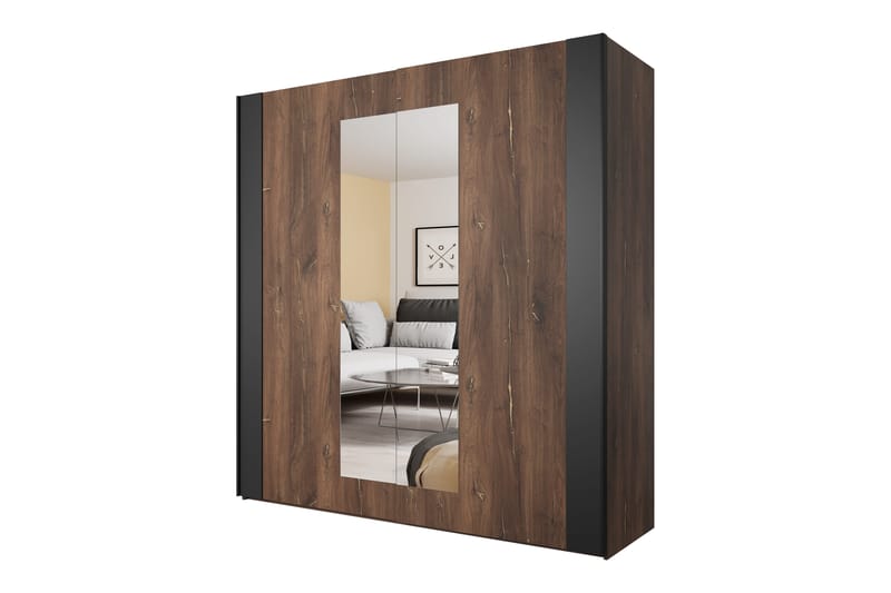 Joannie Garderob 200 cm - Mörkbrun/Svart - Förvaring - Klädförvaring - Garderob & garderobssystem - Klädskåp & fristående garderob