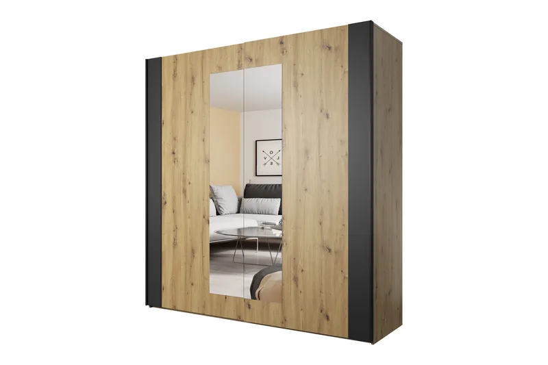 Joannie Garderob 200x213 cm, Brun/Svart