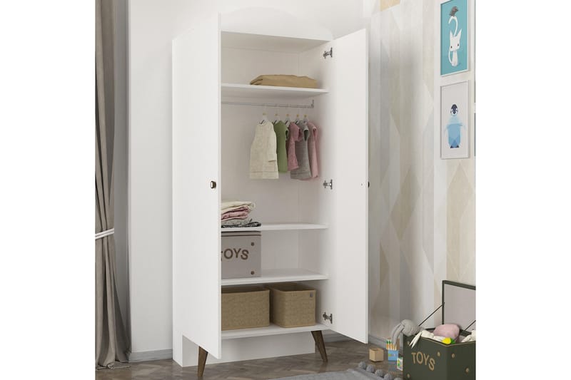 Kaolins Garderob 45x90 cm 4 Lådor - Vit - Barngarderob - Klädskåp & fristående garderob