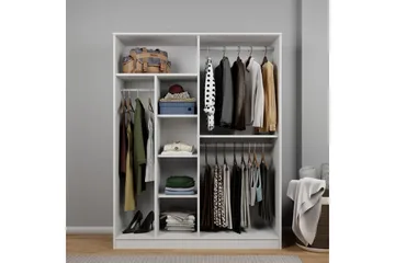 Olera Garderob 140x180 cm - Vit - Förvaring - Klädförvaring - Garderob & garderobssystem - Klädskåp & fristående garderob