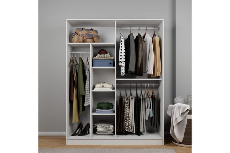 Olera Garderob 140x180 cm - Vit - Förvaring - Klädförvaring - Garderob & garderobssystem - Klädskåp & fristående garderob
