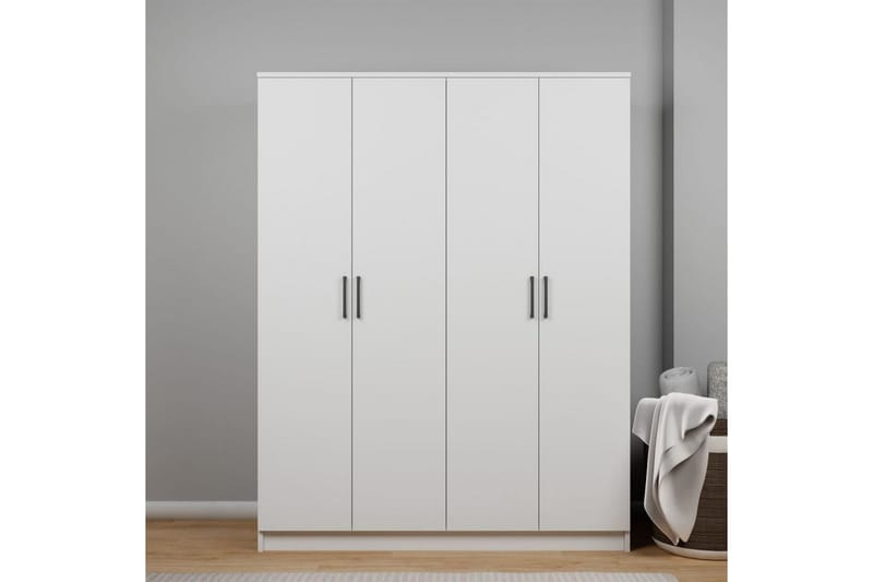Olera Garderob 140x180 cm - Vit - Förvaring - Klädförvaring - Garderob & garderobssystem - Klädskåp & fristående garderob
