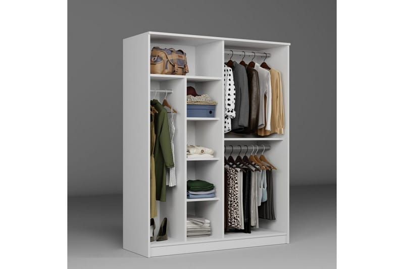 Olera Garderob 140x180 cm - Vit - Förvaring - Klädförvaring - Garderob & garderobssystem - Klädskåp & fristående garderob