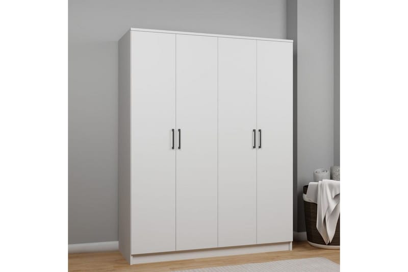 Olera Garderob 140x180 cm - Vit - Förvaring - Klädförvaring - Garderob & garderobssystem - Klädskåp & fristående garderob